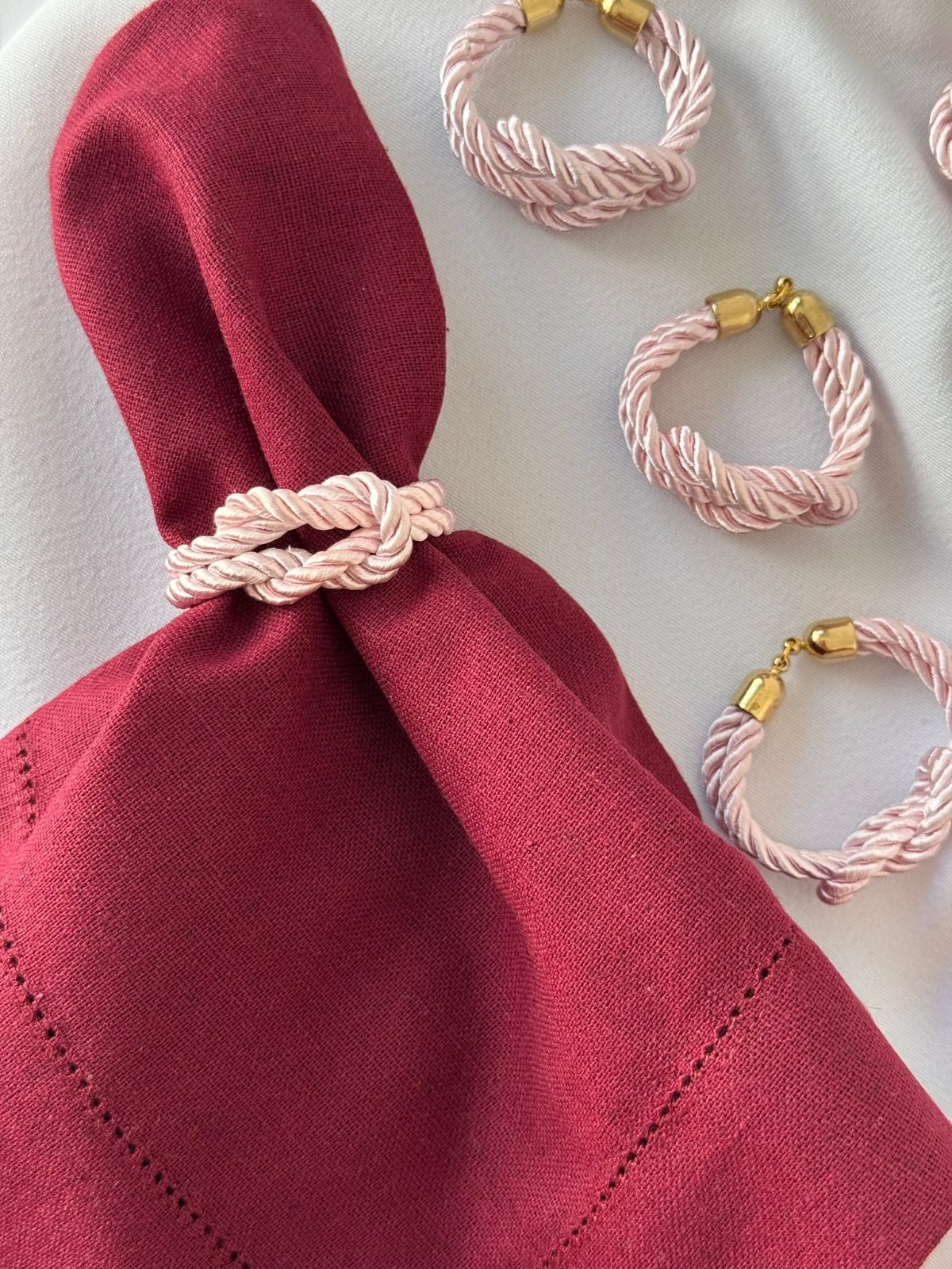 Porta Guardanapo - Entrelaço Rosa Bebê