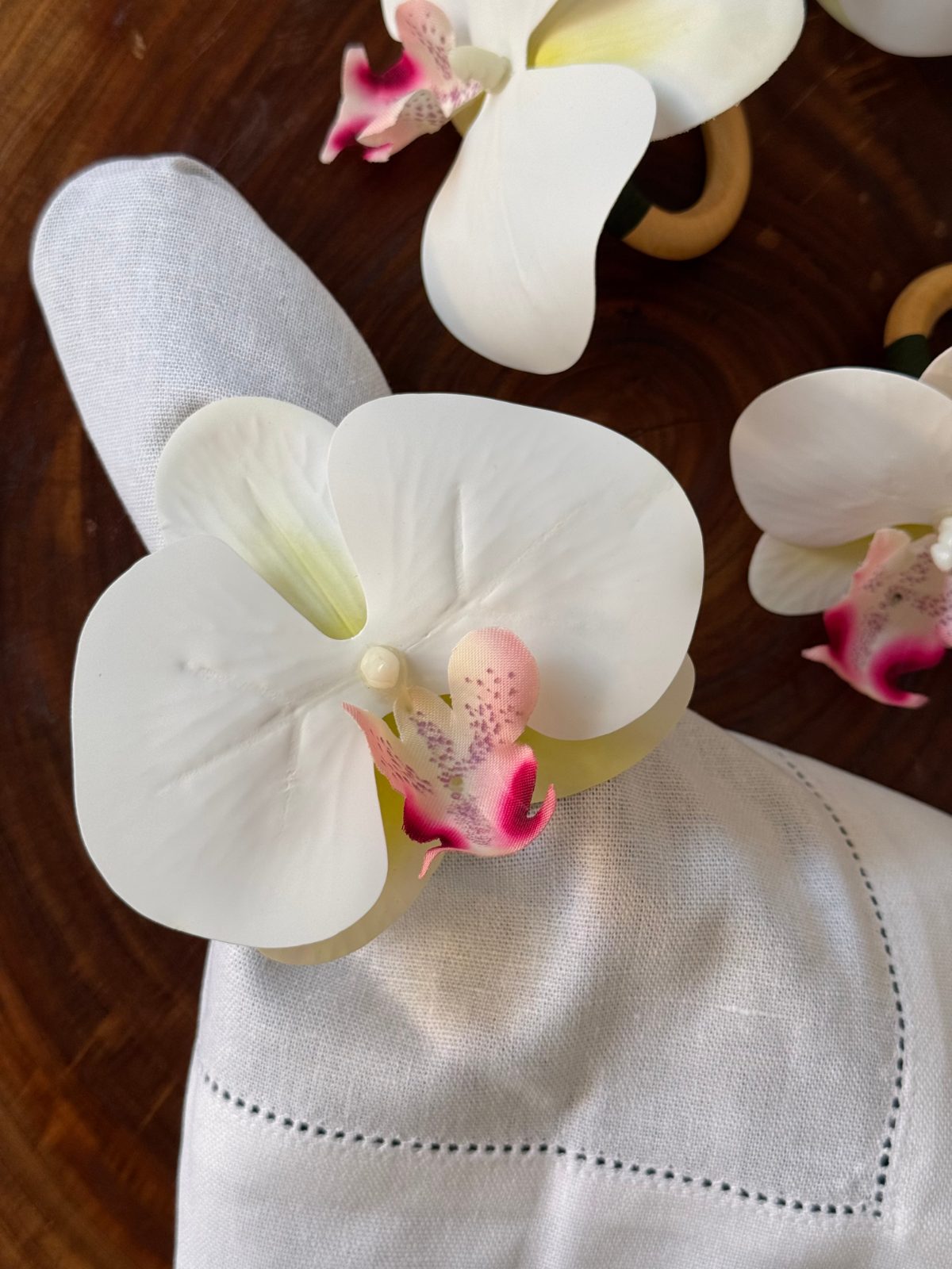 Porta Guardanapo - Orquídea Branca e Verde